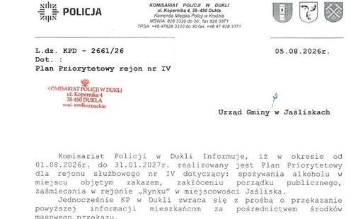 Zdjęcie do Informacja Komisariat Policji w Dukli